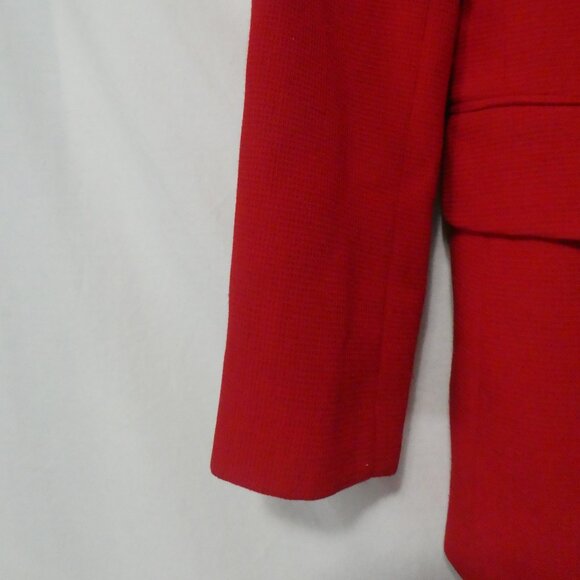 ESSENCE By THEME | small | Red Waffle Knit Textured Blazer | Faux Pockets - Picture 6 of 16